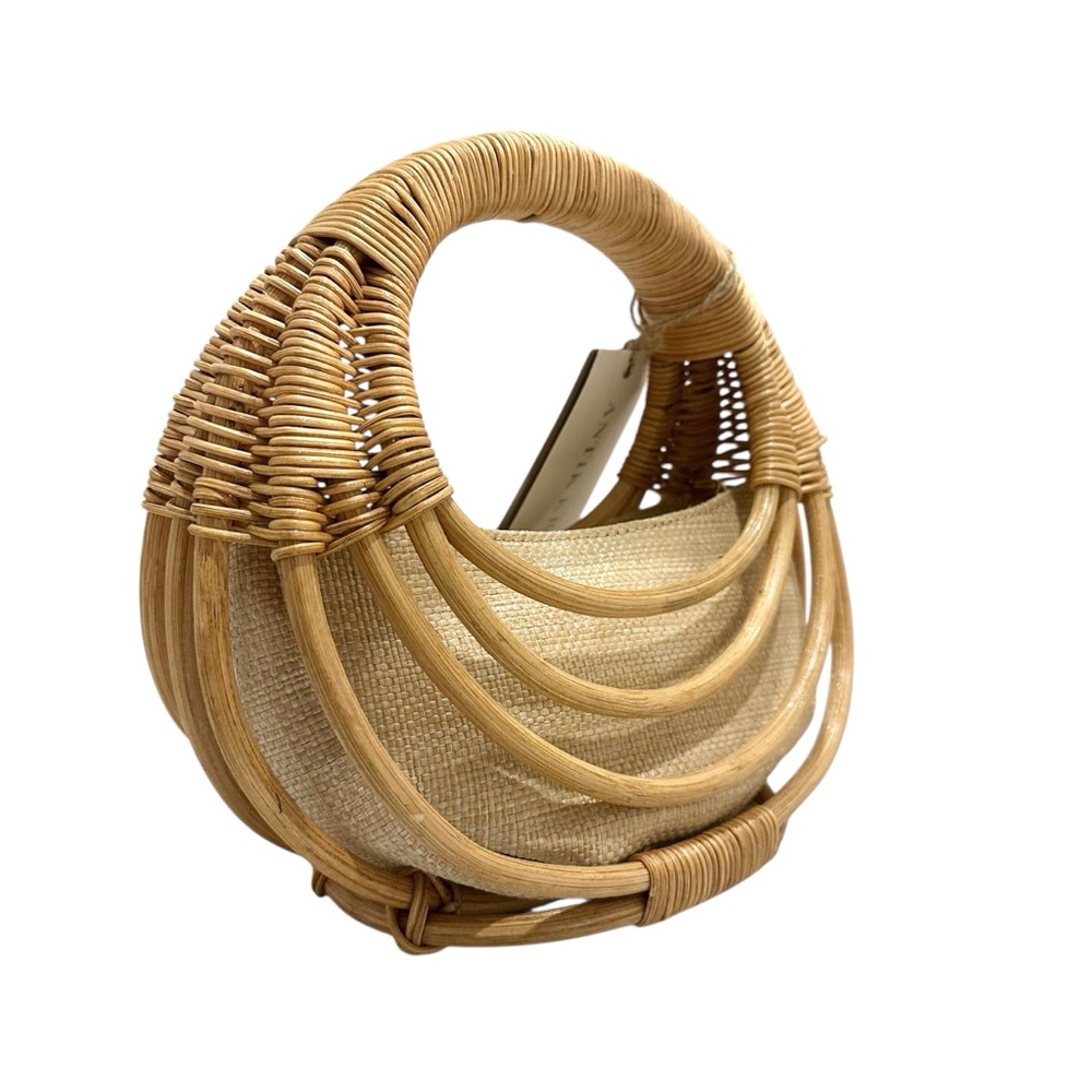 NWT Antik Kraft Natural Woven Rattan Handbag - Picture 6 of 8